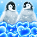 Pingouins dans une mer de coeurs