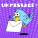 Oiseau volant avec "un message!"
