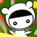 Personnage cartoon blanc � capuche