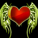 Coeur tribal aux ailes vertes