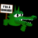 Crocodile tenant une pancarte "T'es  croquer"