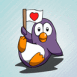 Pingouin avec un drapeau "coeur"