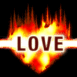 Love sur coeur en feu