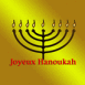Chandelier "Joyeux Hanoukah" sur fond or