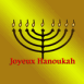 Chandelier "Joyeux Hanoukah" sur fond or