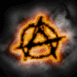Symbole Anarchiste en feu sur fond noir