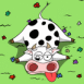 Vache folle K.O. sur l'herbe