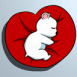 Ourson blanc dort sur un coeur
