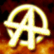Symbole anarchiste en feu