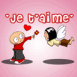 Garon offrant une fleur "Je t'aime"