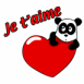 Panda sur un coeur "Je t'aime"