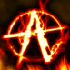 Symbole anarchiste sur fond de flammes